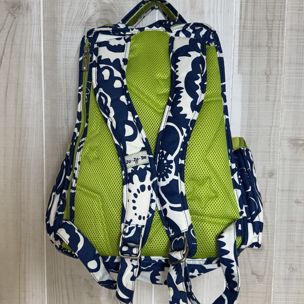 Ju Ju Be Be Right Back Diaper Backpack Colbalt Blossom Blue Green Floral Pattern - Picture 3 of 7
